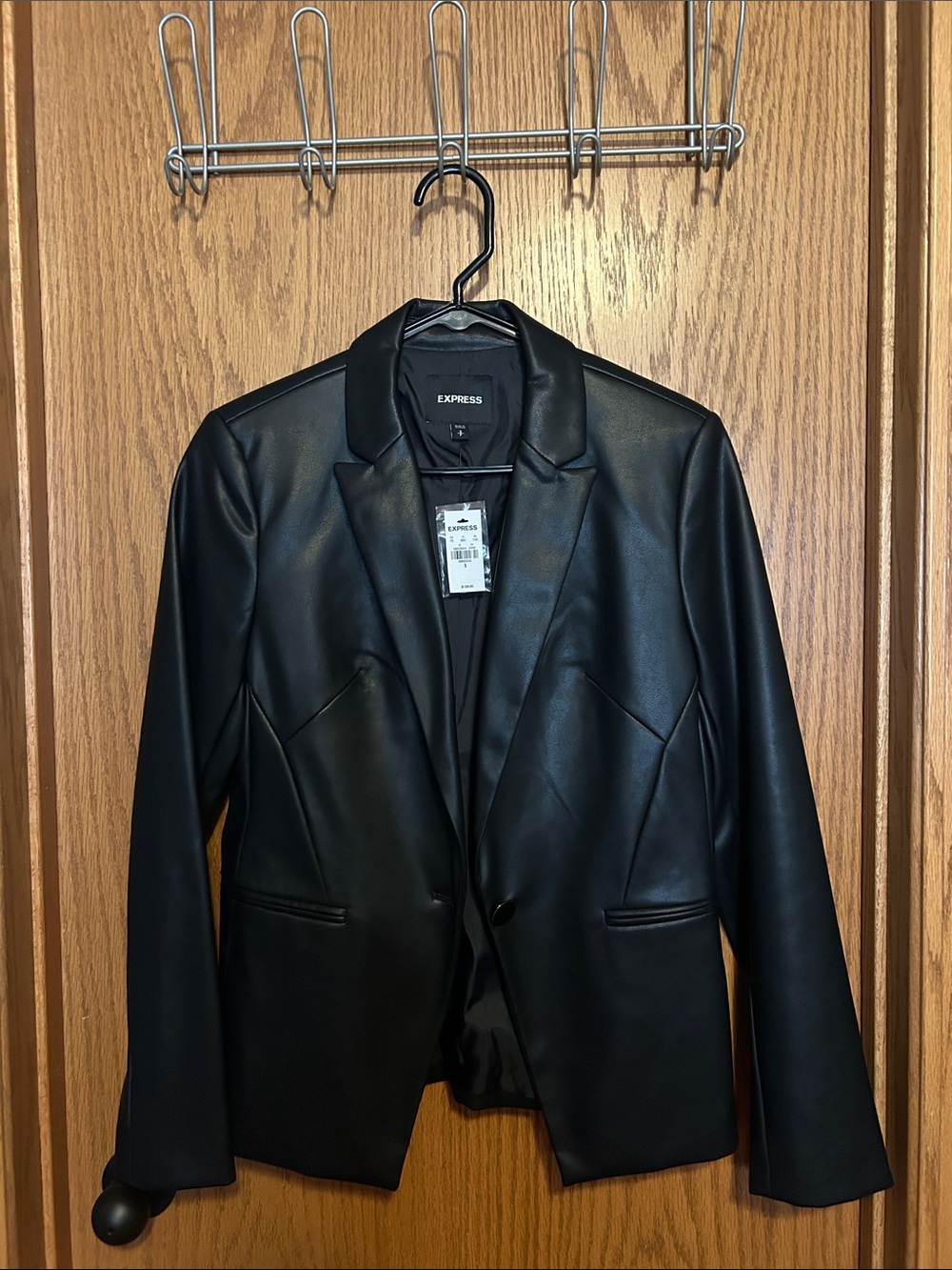 Express Black Faux Leather Blazer Jacket